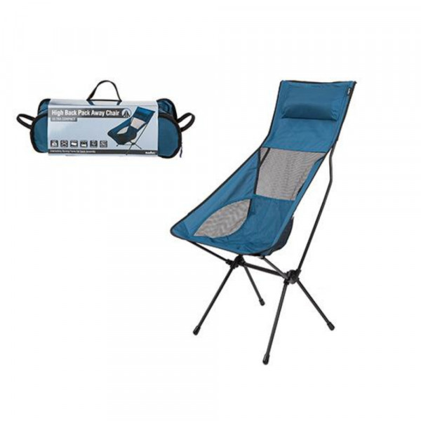 Hochlehnen Campingstuhl in Blau zum Zusammenklappen und einfachen Transport Outdoor 633099
