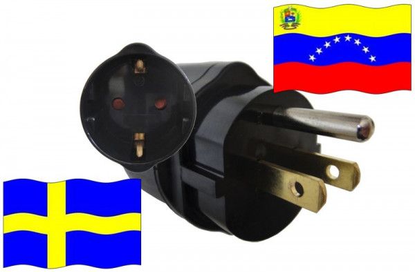 Reiseadapter Reisestecker Urlaub Venezuela für Geräte aus Schweden