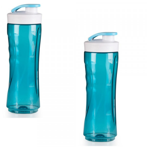 2er Set Ersatzflaschen für Smoothie-Mixer 2x600ml Ersatzbehälter blau
