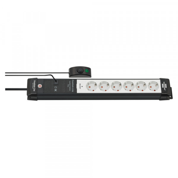Premium-Line Comfort Switch Plus Steckdosenleiste 6-fach schwarz/grau 3m H05VV-F