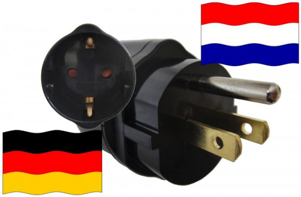Reiseadapter Reisestecker Urlaub Niederlande für Geräte aus Deutschland