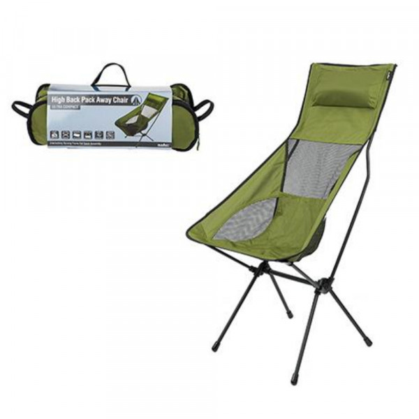 Hochlehnen Campingstuhl in Grün zum Zusammenklappen und einfachen Transport Outdoor 633188