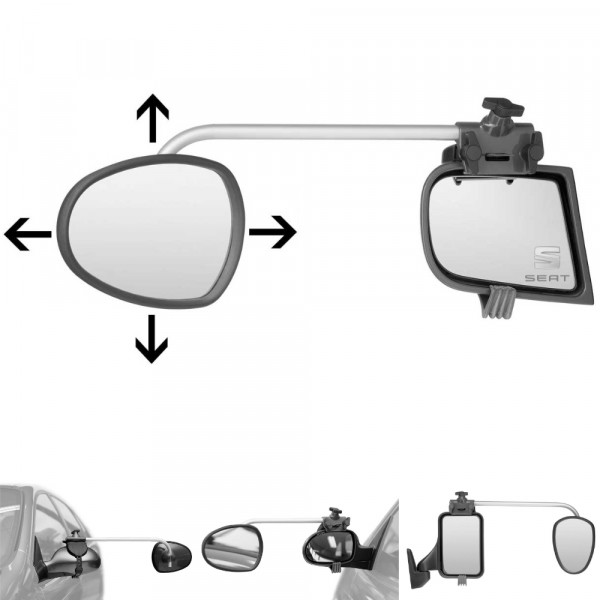 Zusätzlicher Autospiegel - Arm lang, Glas konvex - Repusel Alufor 3003 - Seat