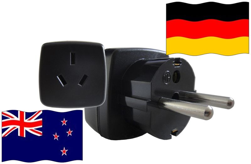 Reiseadapter Deutschland - Kompatibel mit Geräten aus Neuseeland, Neuseeland, Australien / Ozeanien, Reisestecker / Adapter