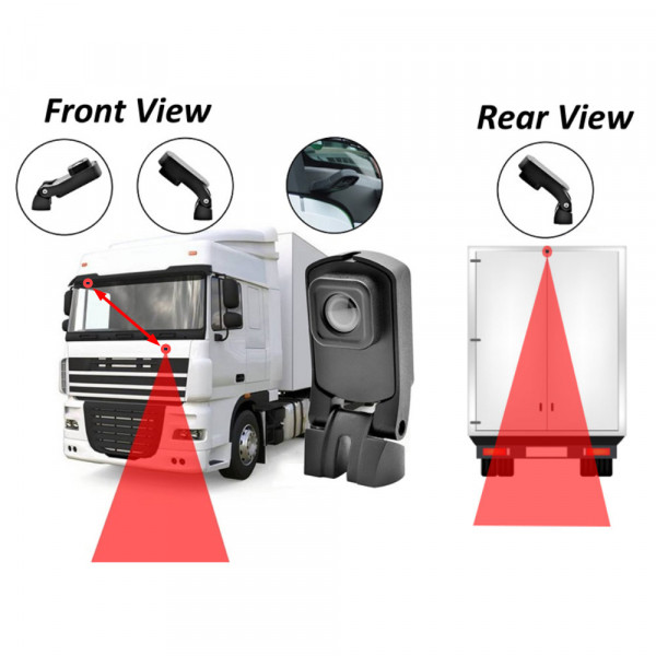 Frontkamera LKW + Rückfahrkamera LKW/Transporter mit Kameraarm (PAL)
