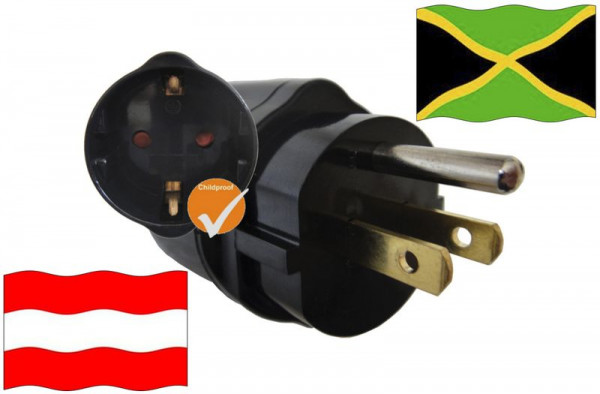Reiseadapter Reisestecker Urlaub Jamaika für Geräte aus Österreich