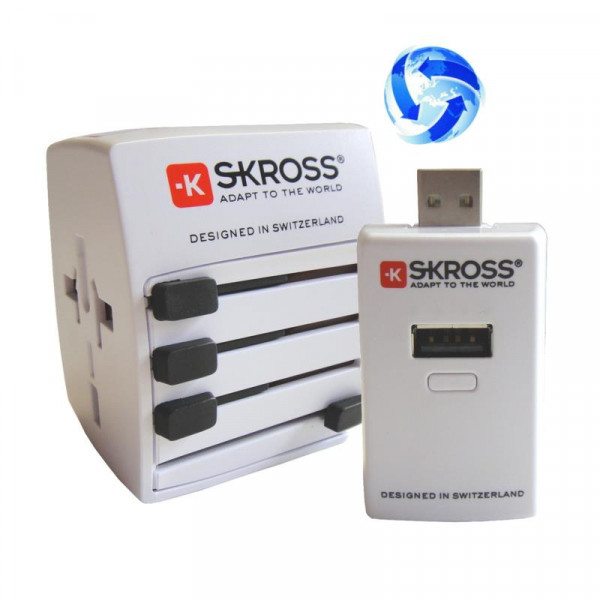 World Adapter USB mit SOS-Batterie Skross