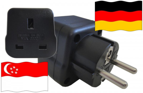 Urlaubsstecker Deutschland für Geräte aus Singapur