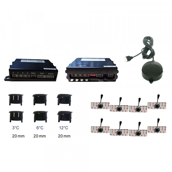Rückfahrhilfe + Einparkhilfe mit Warnton ProOes-2221-8 (4x Front- und 4x Rückfahrsensoren)