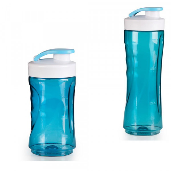 2 Ersatzflaschen für Smoothie-Mixer, Ersatzbehälter 300+600ml, blau
